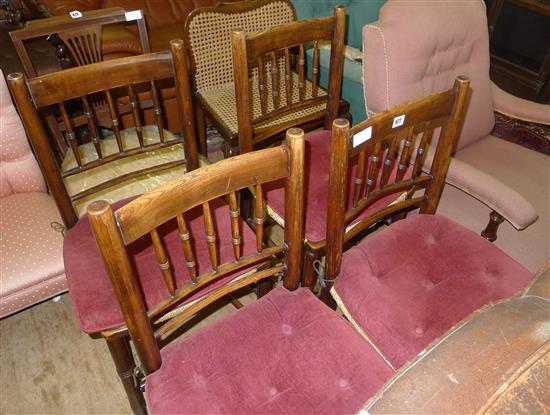 4 spindle back rush seat dining chairs